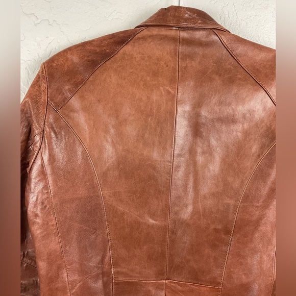 Men’s Vintage Bertini Brown Leather Blazer Jacket Button Down Size 42L - Picture 7 of 14